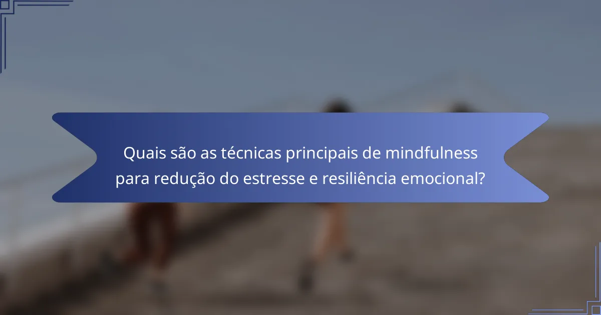 Quais são as técnicas principais de mindfulness para redução do estresse e resiliência emocional?