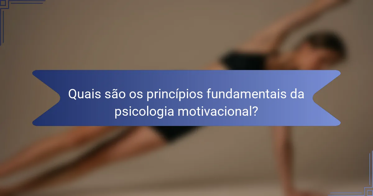 Quais são os princípios fundamentais da psicologia motivacional?