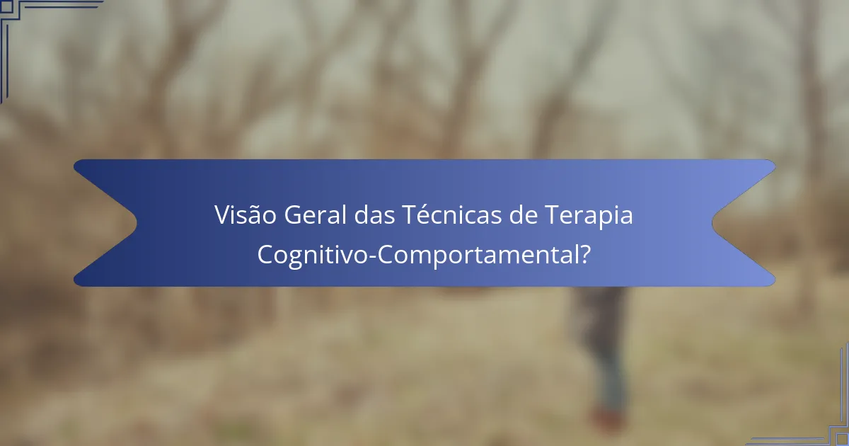 Visão Geral das Técnicas de Terapia Cognitivo-Comportamental?